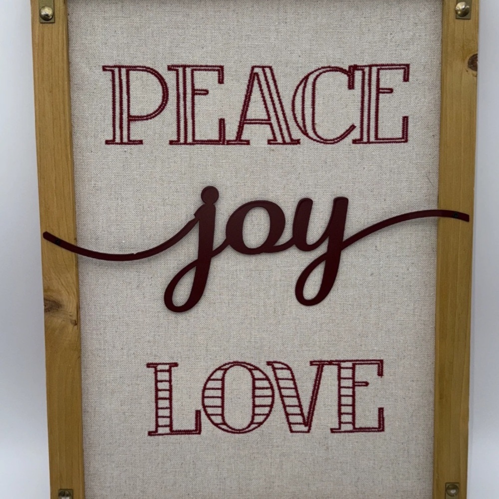 Peace Joy Love Christmas Wall Art Plaque Rustic Wooden Box Frame Holiday Décor